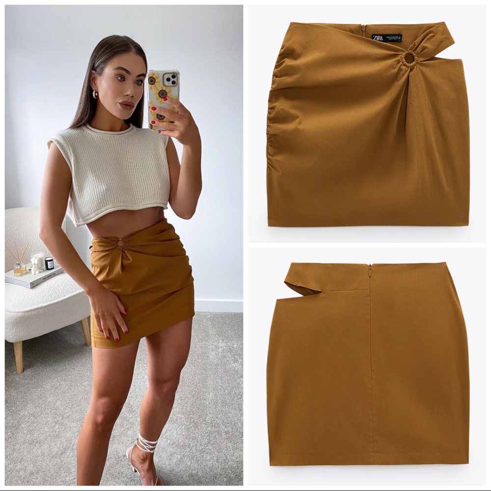 Zara Super Trendy Cut Out Mini Skirt in beautiful toffee color